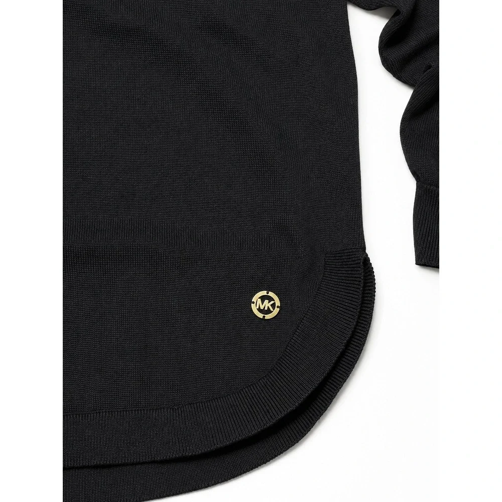 Michael Kors Womens XL Black Knit Crewneck Sweater High Low Hem RN111818